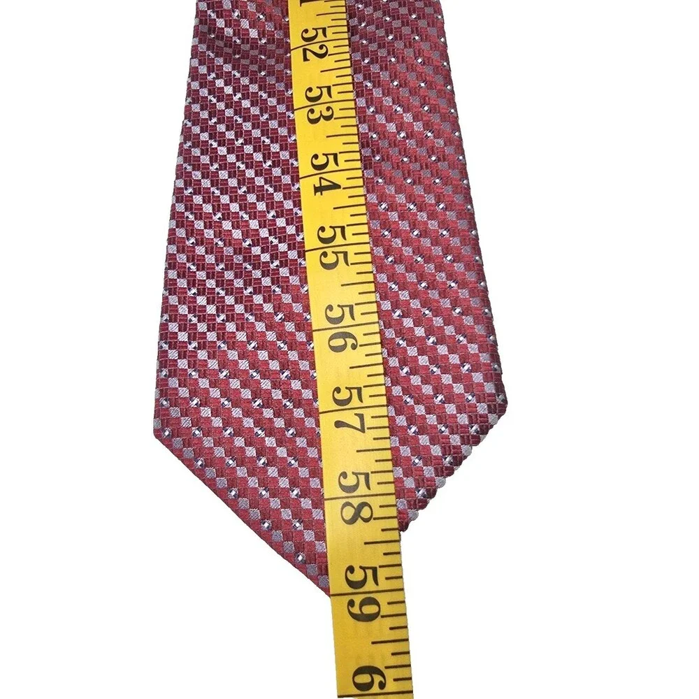 Tasso Elba 100% Silk Tie Crimson Red & Blue Made in China 59